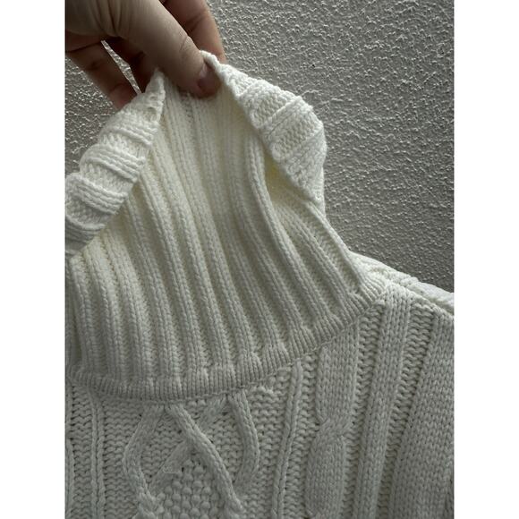 Donna Salyer Fabulous Furs Faux Womens Sweater Size XL White Knit Turtleneck - Picture 3 of 11